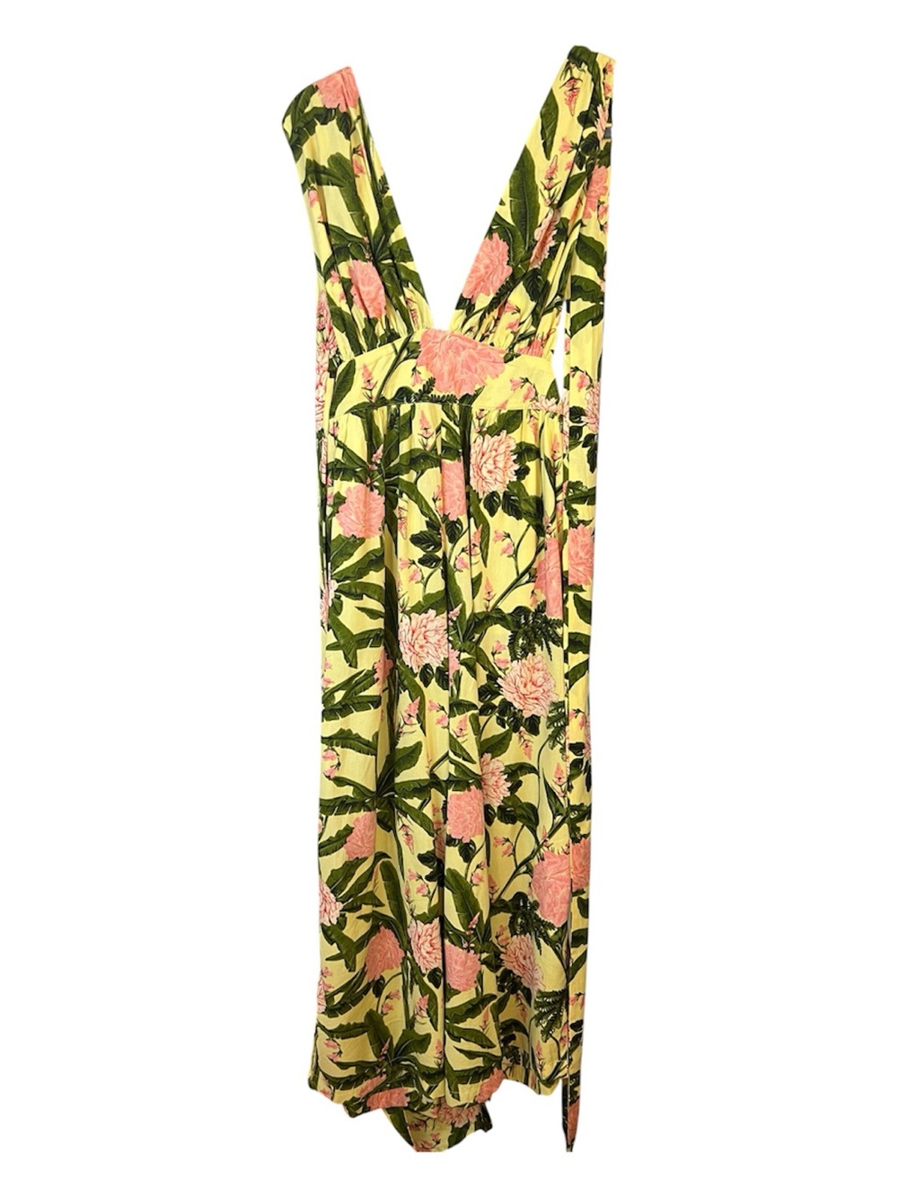 Aguabendita for Target NWT Yellow Halter Tie Wide Leg Jumpsuit Pink Blooms